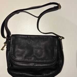 Fossil Dark Leather Crossbody Bag